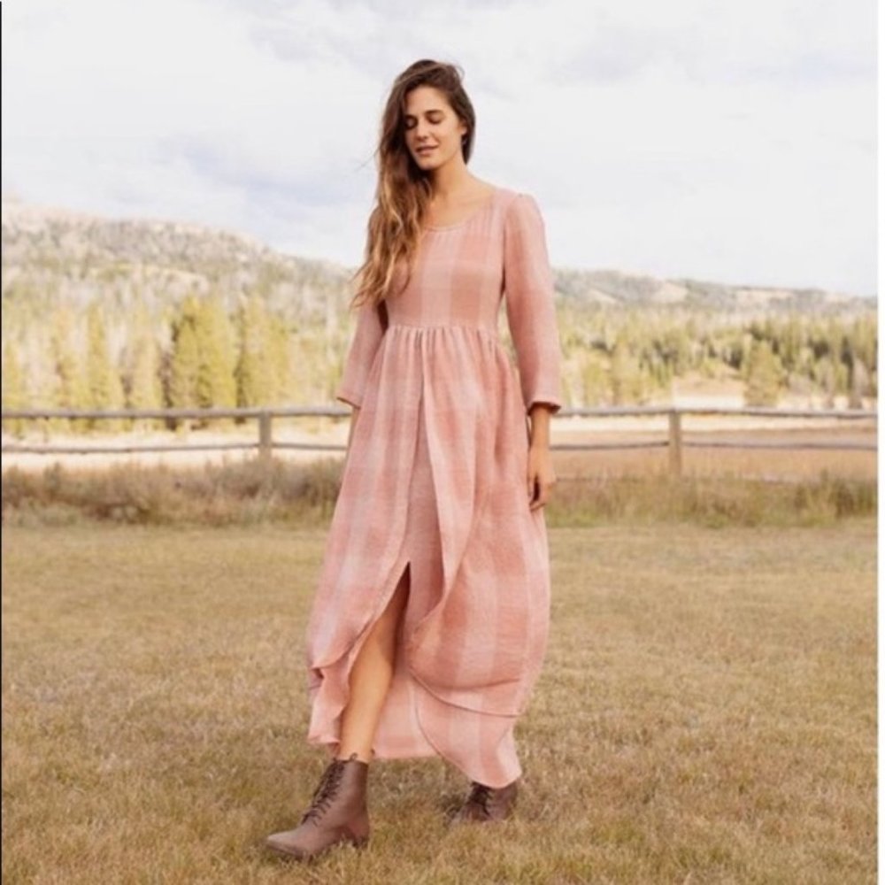 Christy Dawn Amelia Dress Salmon Washed Check